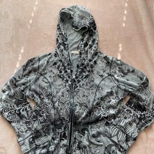 vintage cyber y2k One World gray rhinestone butterfly jacket